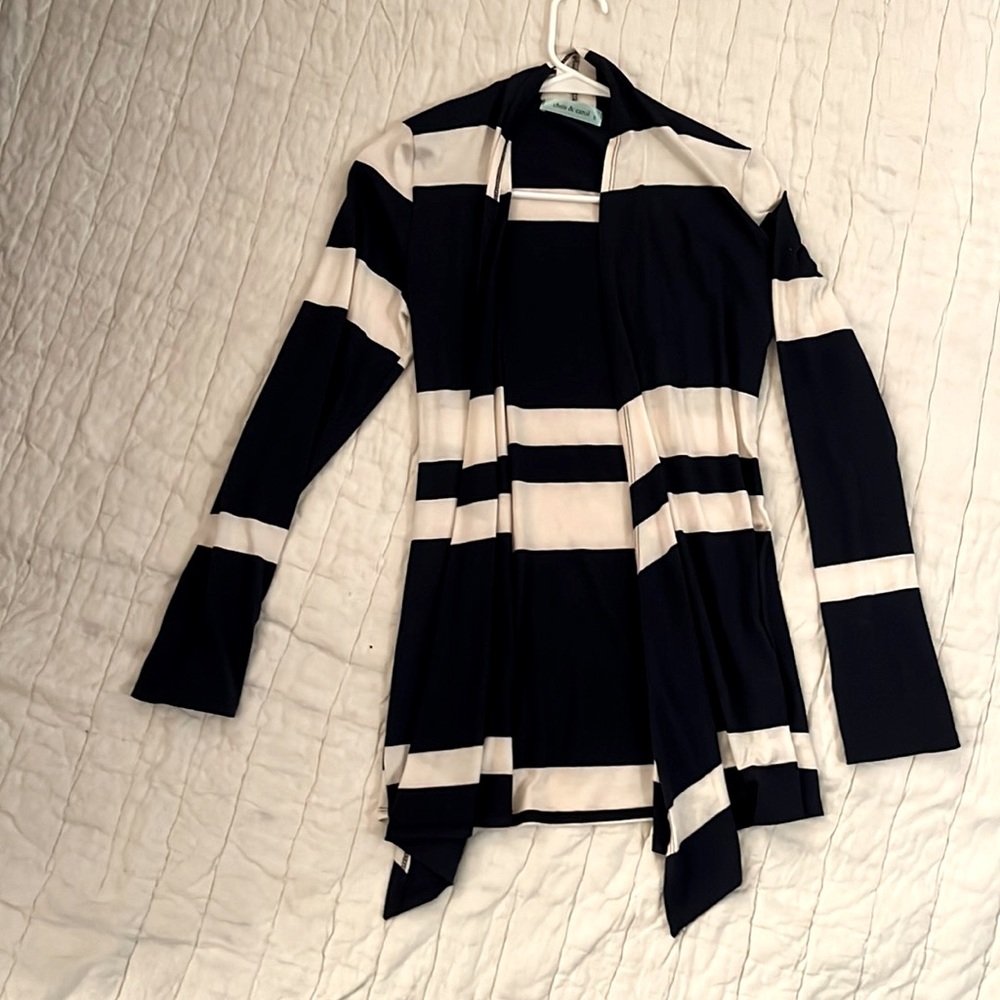 Navy and white cardigan